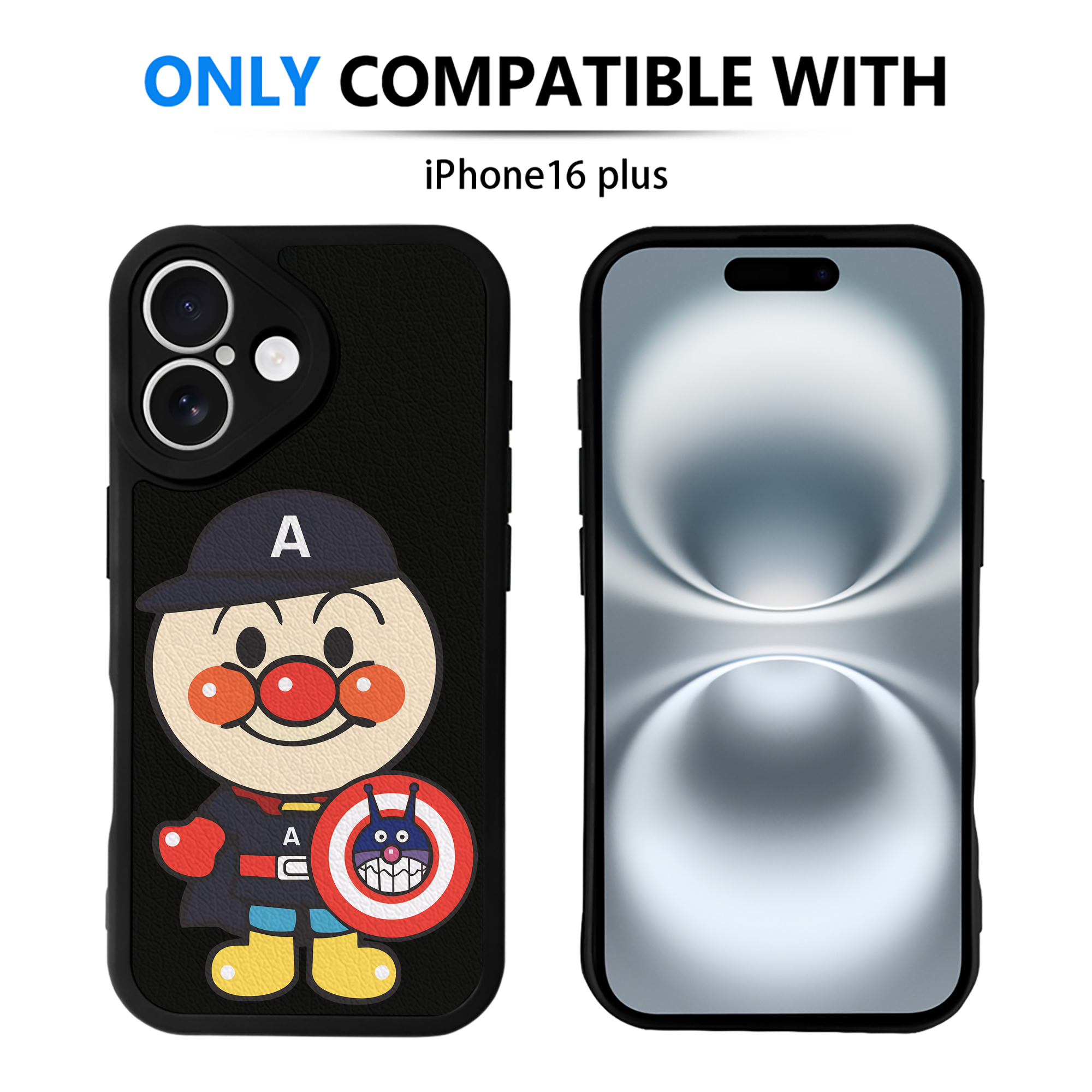 （画像用） アンパンマン Anpanman 【iPhone 16シリーズ対応】シリコンスマホケース（レザー調） 材質：シリコン